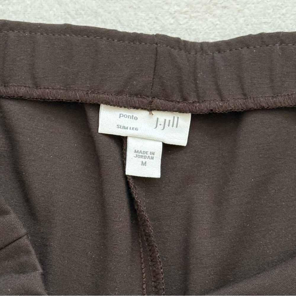 J. Jill Ponte Pull On Slim Leg Pants Stretch Brown Size M - Picture 5 of 6